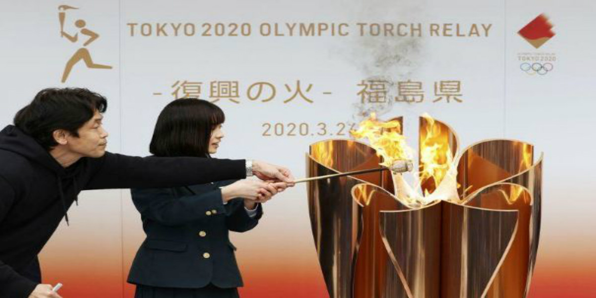 تسليم الشعلة الأولمبية إلى بلدية فوكوشيما خلال حفل هادئ