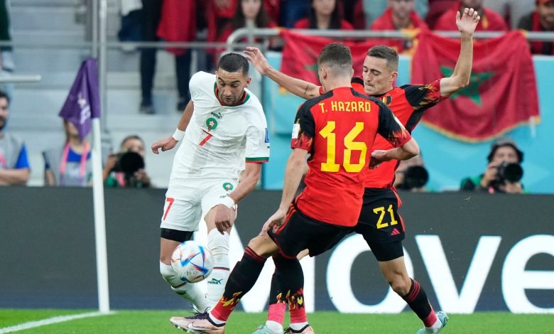 حكيم زياش من مباراة المنتخب المغربي وبلجيكا