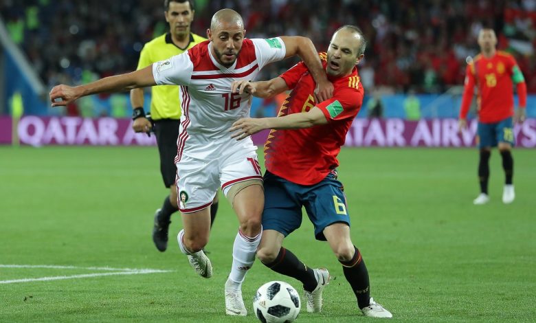 نور الدين أمرابط من مباراة المنتخب المغربي وإسبانيا - كأس العالم روسيا 2018