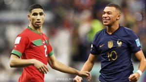 أشرف حكيمي وكيليان مبابي - مباراة المغرب وفرنسا