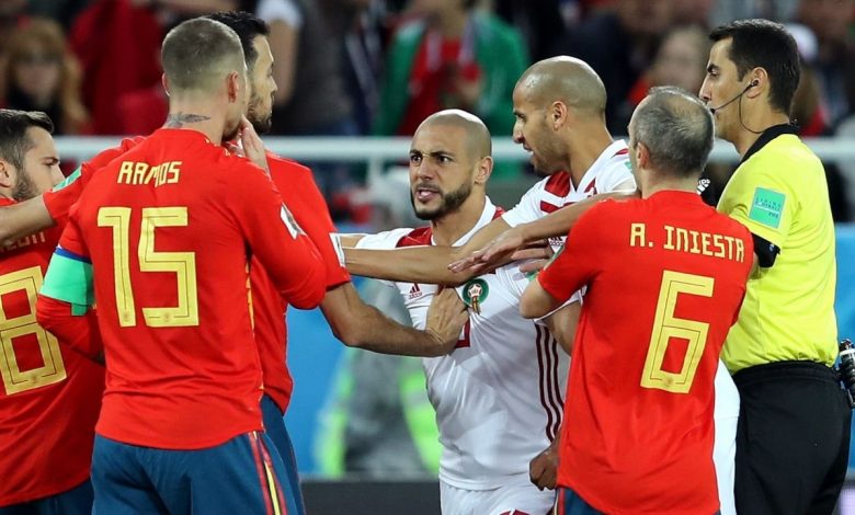 نور الدين أمرابط من مباراة المنتخب المغربي وإسبانيا - كأس العالم روسيا 2018