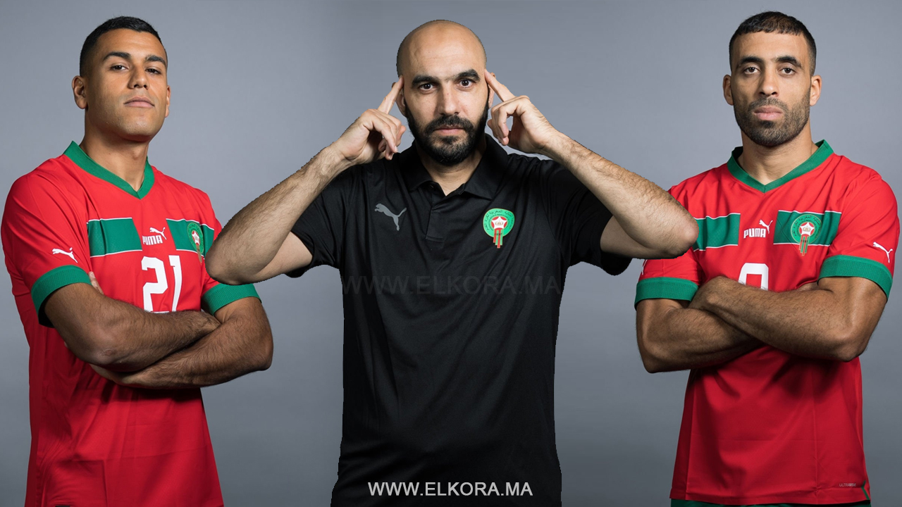 عبد الرزاق حمد الله ووليد شديرة ووليد الركراكي مدرب المنتخب المغربي