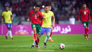 عز الدين أوناحي من مباراة المنتخب المغربي و البرازيل