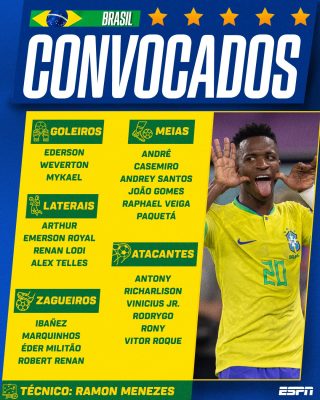 قائمة منتخب البرازيل لمواجهة المنتخب المغربي