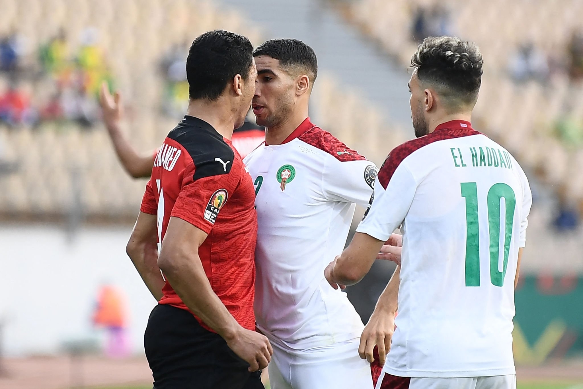 من مباراة المنتخب المغربي ونظيره المصري في كأس أمم أفريقيا