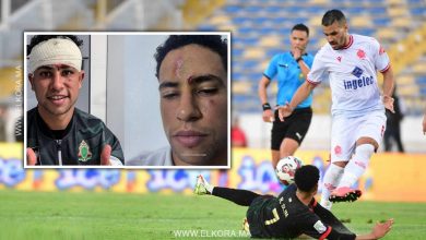 إصابة رضا سليم في مباراة الكلاسيكو بين الوداد الرياضي و الجيش الملكي في البطولة الاحترافية