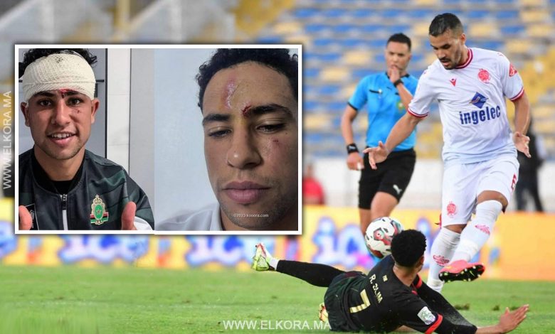 إصابة رضا سليم في مباراة الكلاسيكو بين الوداد الرياضي و الجيش الملكي في البطولة الاحترافية