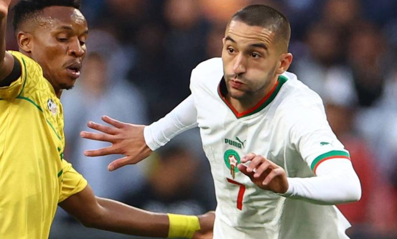 حكيم زياش من مباراة المنتخب المغربي ومنتخب جنوب أفريقيا