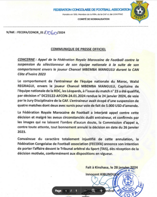 الاتحاد الكونغولي يُفاجئ الجميع بقرار جديد بعد إلغاء عقوبات الركراكي
