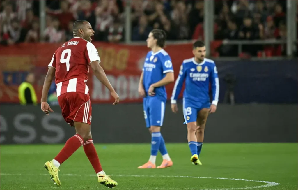 أيوب الكعبي يتألق أمام ريال مدريد رغم خسارة أولمبياكوس في دوري الأبطال