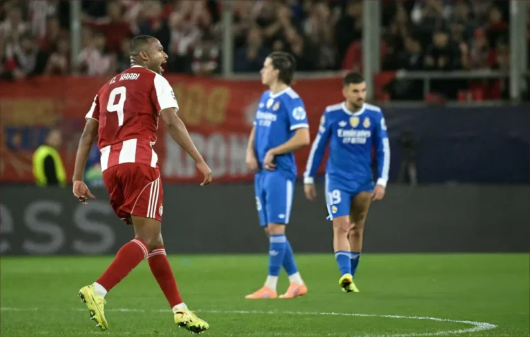 أيوب الكعبي يتألق أمام ريال مدريد رغم خسارة أولمبياكوس في دوري الأبطال